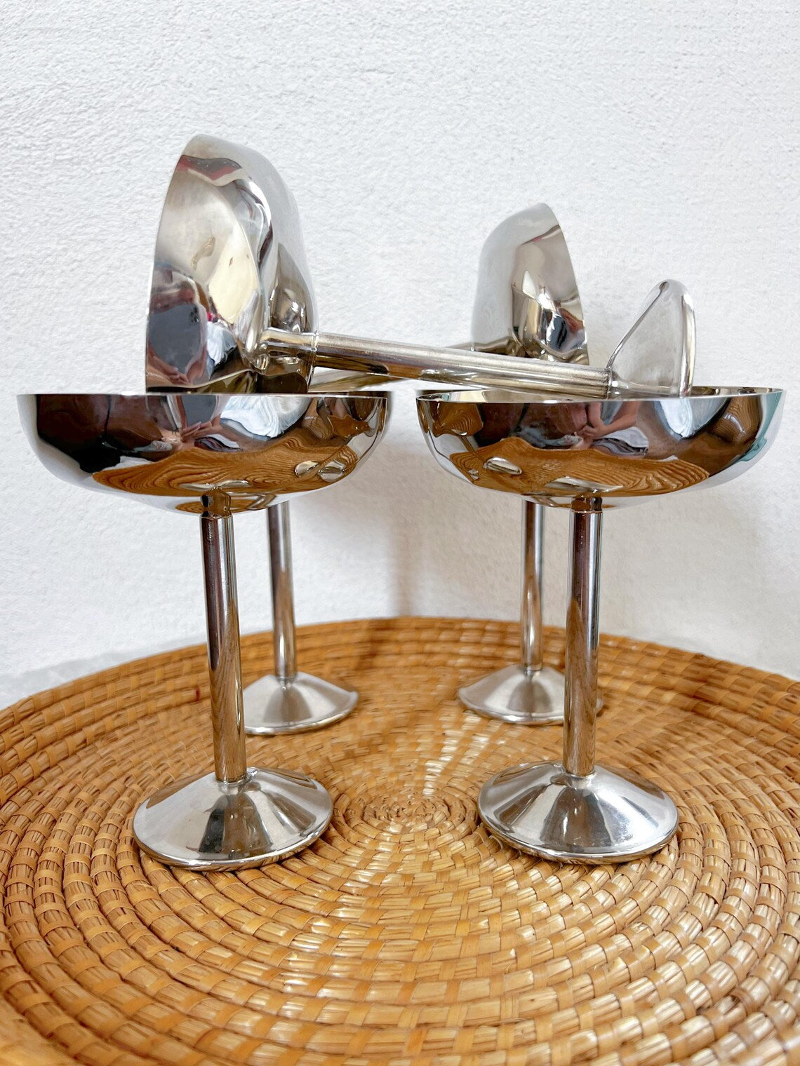 Set of 6 Vintage Silver-Plated Champagne Coupes – Silverplated Cocktail Glasses, Great Gatsby Barware